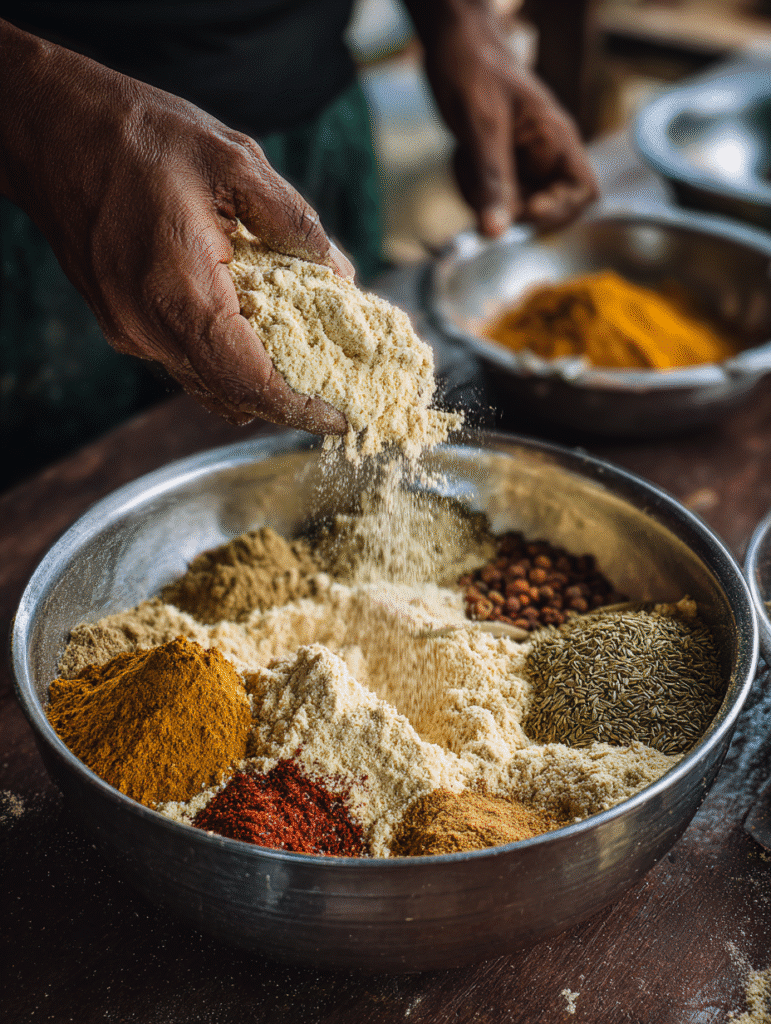 Easy Homemade Pakora Mix – The Best Guide to Crafting Your Own Crispy Delight 6 Mixing gram flour for homemade pakora mix