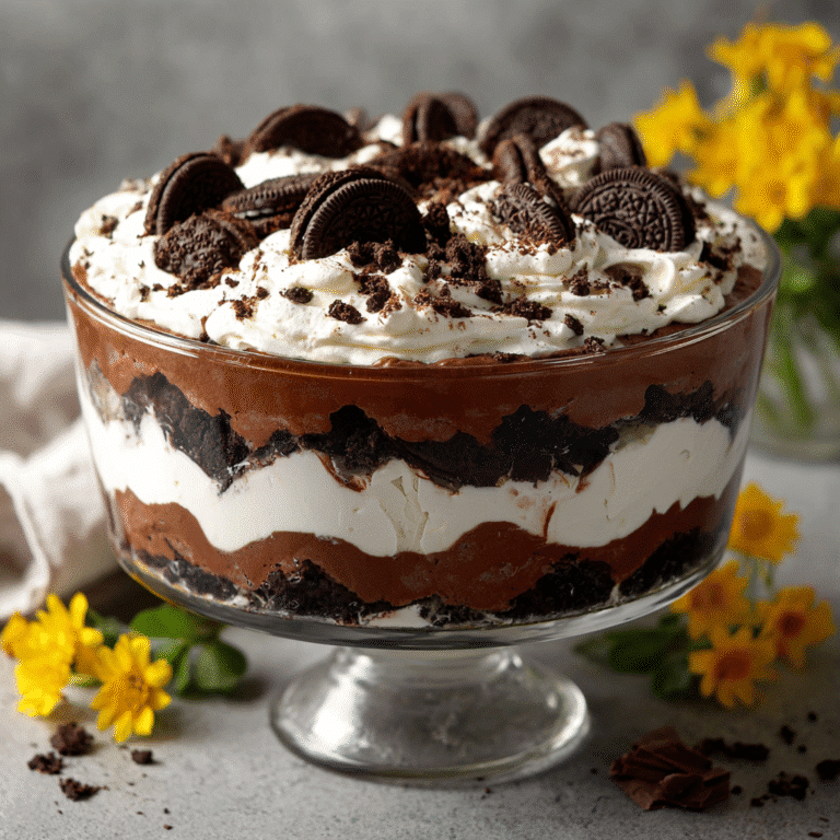 No Bake Chocolate Lasagna Trifle – The Ultimate No-Bake Layered Dessert You’ll Crave 9 No Bake Chocolate Lasagna Trifle with Oreo and pudding layers