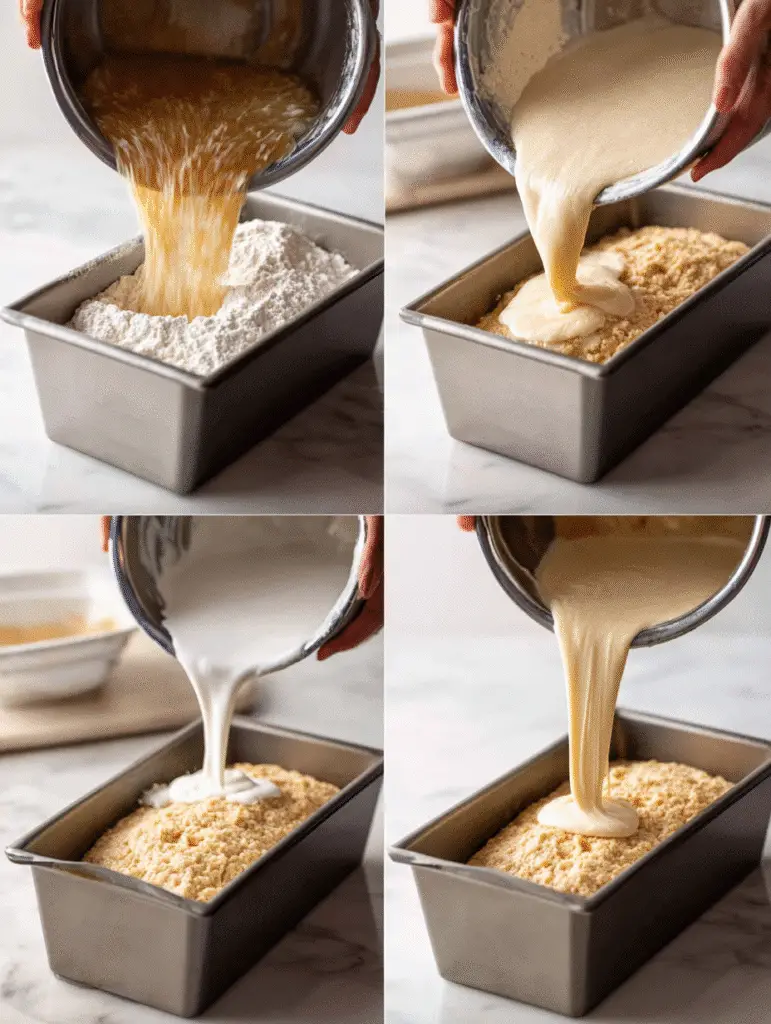 Cottage Cheese Banana Bread: Moist, Protein-Rich & Perfect Every Time 8 Pouring cottage cheese banana bread batter into loaf pan