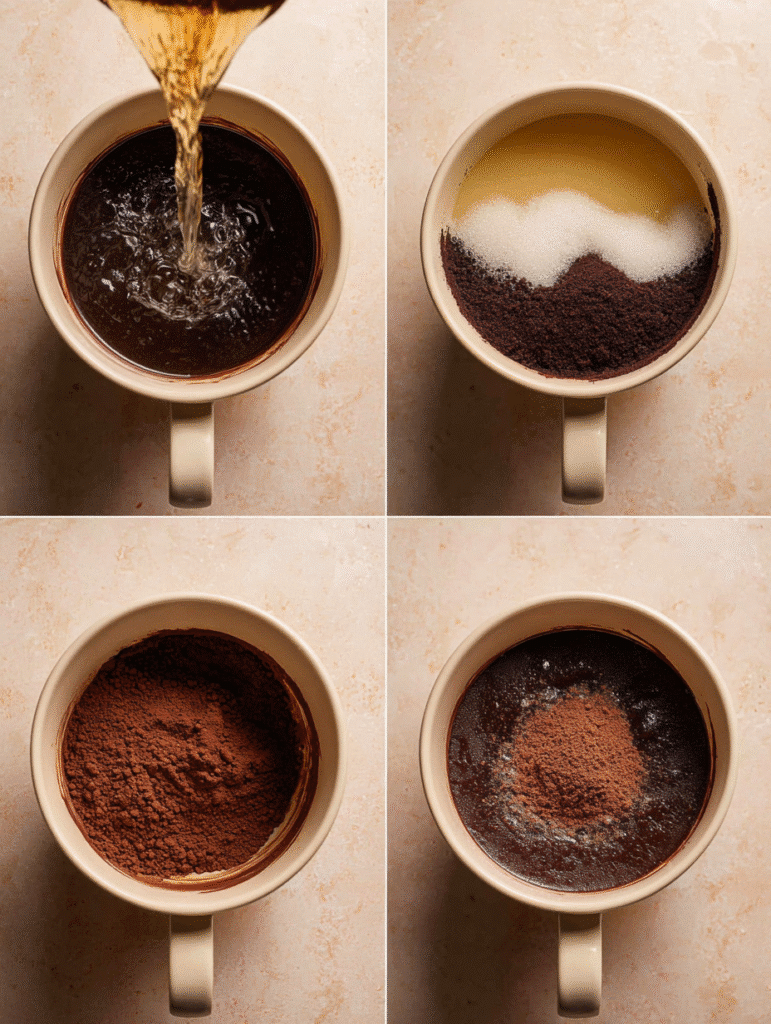 Microwave Chocolate Pudding Cake: The Ultimate Quick & Gooey Dessert Fix 7 Preparing microwave chocolate pudding cake in a mug