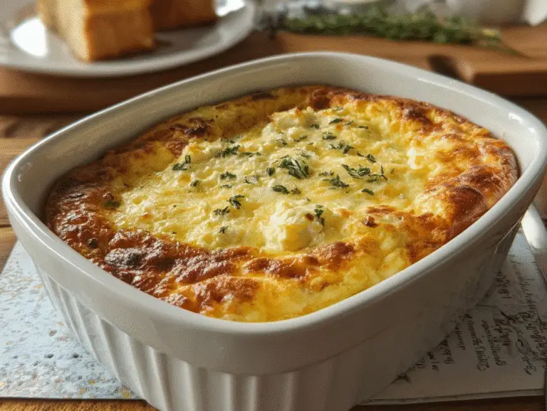 Keto Cottage Cheese Egg Bake: The Best High-Protein, Low-Carb Breakfast Delight 3 keto cottage cheese egg bake in baking dish close-up