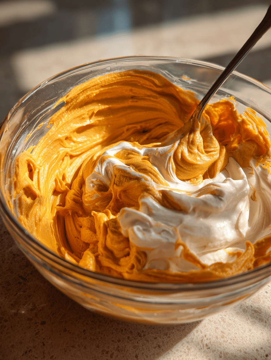 mixing-no-bake-pumpkin-cheesecake.jpg Mixing no bake pumpkin cheesecake filling with cream cheese and pumpkin puree