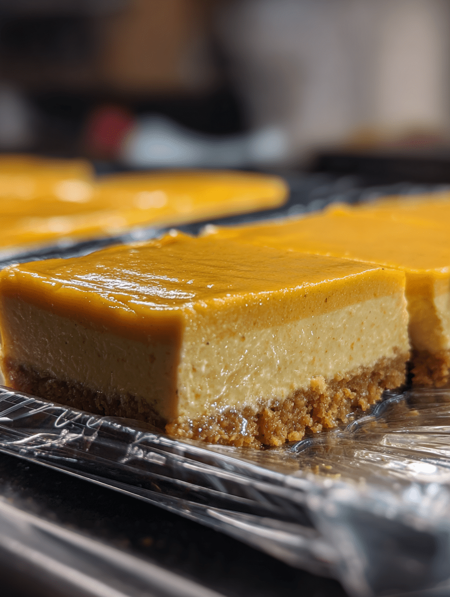 storing-no-bake-pumpkin-cheesecake.jpg Storing no bake pumpkin cheesecake in fridge with plastic wrap