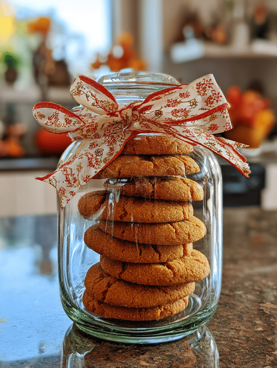 storing-pumpkin-spice-cookies.jpg Pumpkin spice cookies stacked in a jar for gifting